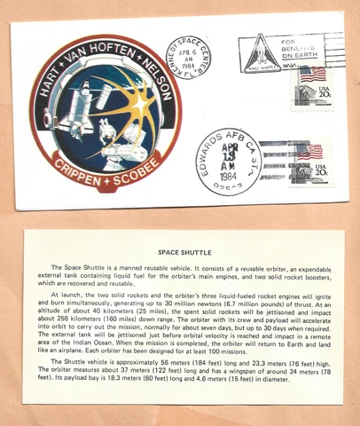 SHUTTLE CHALLENGER STS-41C LAUNCH & LANDING APR 1984  SPACE COVER  NASA *** Cover