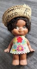 Vintage Puerto Rico 5" Toy Doll with Straw Hat Figure Travel Souvenir 1960s 