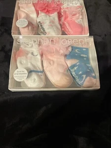 Stephen Joseph Girl Socks 0-12m 2 Boxes 6 Pair - Picture 1 of 4