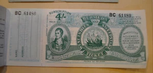 Vtg Bermuda West Indies Horse Racing Lottery Ticket Stub Unused 1936 England - Picture 1 of 3