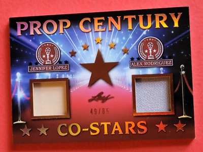 JENNIFER LOPEZ ALEX RODRIGUEZ WORN RELIC CARD #d49/85 2019 LEAF PROP CO-STARS - Image 1 of 2
