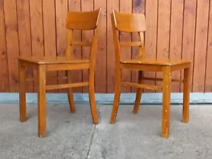 50s Vintage Dining Room Chair Frankfurt Kitchen Kneipenstuhl Wooden 1/2 - Picture 1 of 9