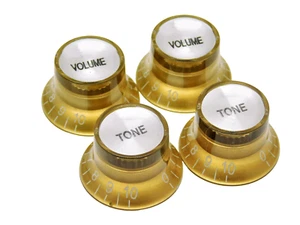 Gold Gibson® Style reflector Knobs Metric Size (18 Spline) 2 volume, 2 Tone - Picture 1 of 6