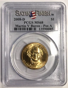 2008 P Martin Van Buren Dollar $1 Satin Finish Pos A Graded MS68 by PCGS - Picture 1 of 2