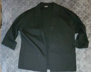 ParFour Sportswear Open Front black blazer front pockets cuff sleeve - Imagen 1 de 7