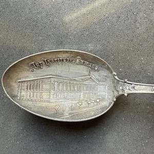 Cucchiaio souvenir di stato vintage in argento sterling: Art Institute of Chicago, Illinois - Foto 1 di 6