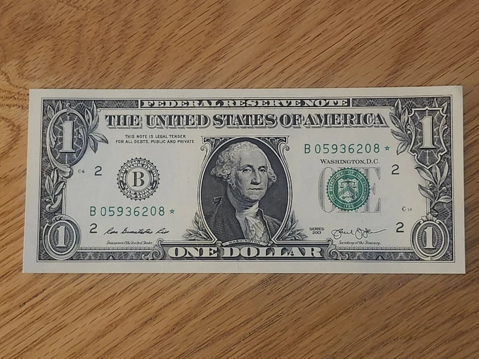 2013 B RARE DUPLICATE FORT WORTH $1 STAR NOTE UNC/GEM B05936208* 3 OF 3 Cons SER - Image 1 of 4