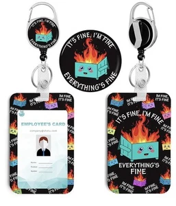 Portatarjetas de identificación retráctiles con clip It’s Fine I’m Fine Everything’s Fine 1 pieza - Imagen 1 de 6