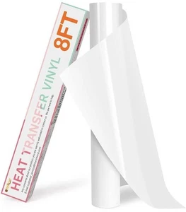 HTV Vinyl Rolls Heat Transfer Vinyl - 12" X 6Ft White HTV Vinyl for Shirts, Iron - Picture 1 of 1