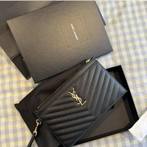 YSL Black leather Pouch Wallet - Picture 1 of 5