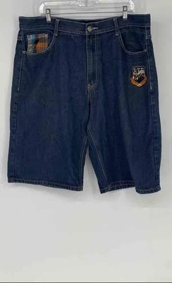 Мужские синие мешковатые хлопчатобумажные шорты Red Ape с карманами из джинсовой ткани и бермуд размер 42 - Изображение 1 из 4