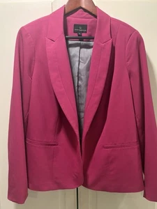 WORTHINGTON Sz 1X Bright Pink Fuschia Jacket Blazer No Button Fitted Style - Picture 1 of 11