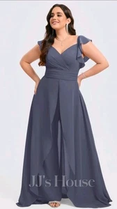 Jumpsuits Scoop Floor-Length Chiffon Bridesmaid w/ Ruffle #298045. Size 22W.NWT - Picture 1 of 9