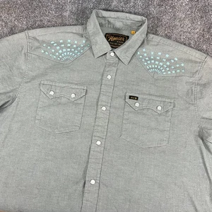 Howler Brothers Crosscut Snapshirt Men’s SS Gray Western Pearl Snap Shirt Size L - Picture 1 of 16