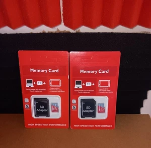 Pack of 2 - 1 TB Micro SD Universal Type Storage Memory Card with Adapter - Photo 1 sur 2