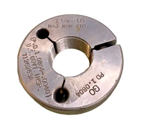 Used Greenfield Thread Ring Gage 1-1/8 x 16 N-3 (NOGO P.D. 1.0804) - Imagen 1 de 4