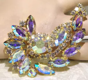 VTG FIERY JULIANA STYLE AB NAVETTE & CHATON RS "QUESTION MARK" SHAPE BROOCH PIN - Picture 1 of 2