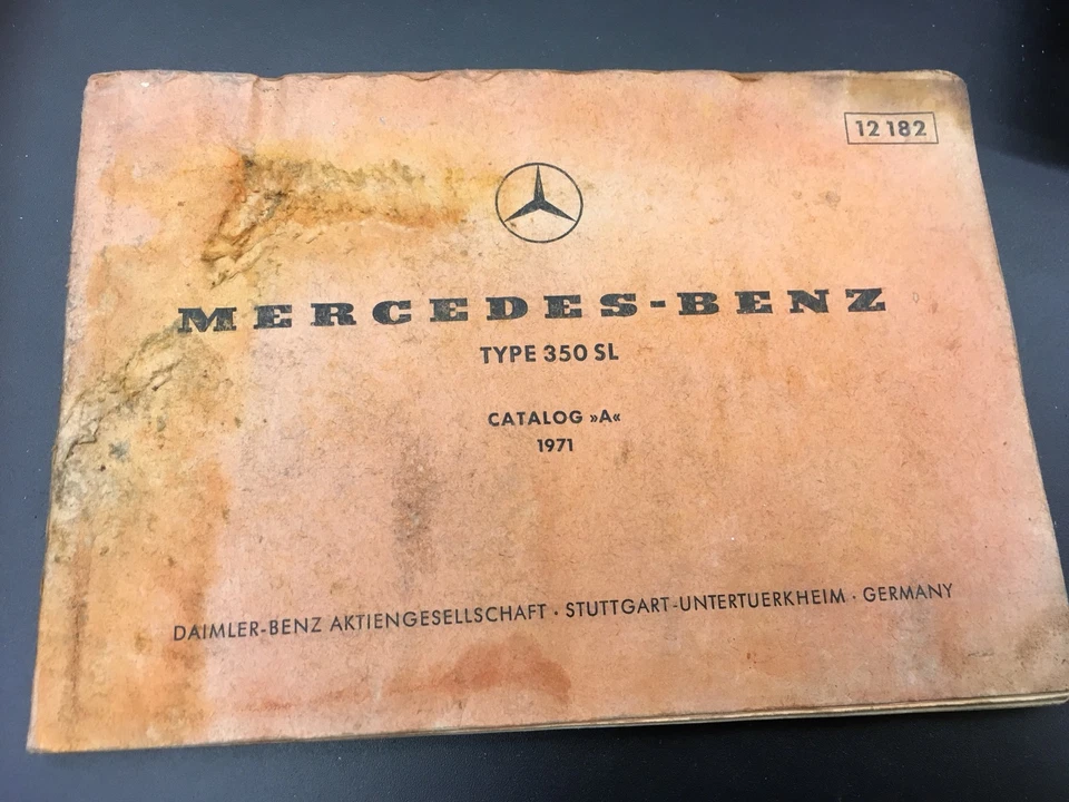 1971 Mercedes-Benz 350SL Catalog A 12182 Manual - Image 1 of 1