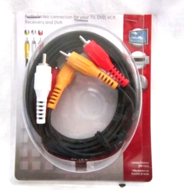 RCA Cable Audio Video Composite Cable, 3 ft RCA 3-Male to 3-Male, 4 TV, VCR, DVR - Image 1 of 2