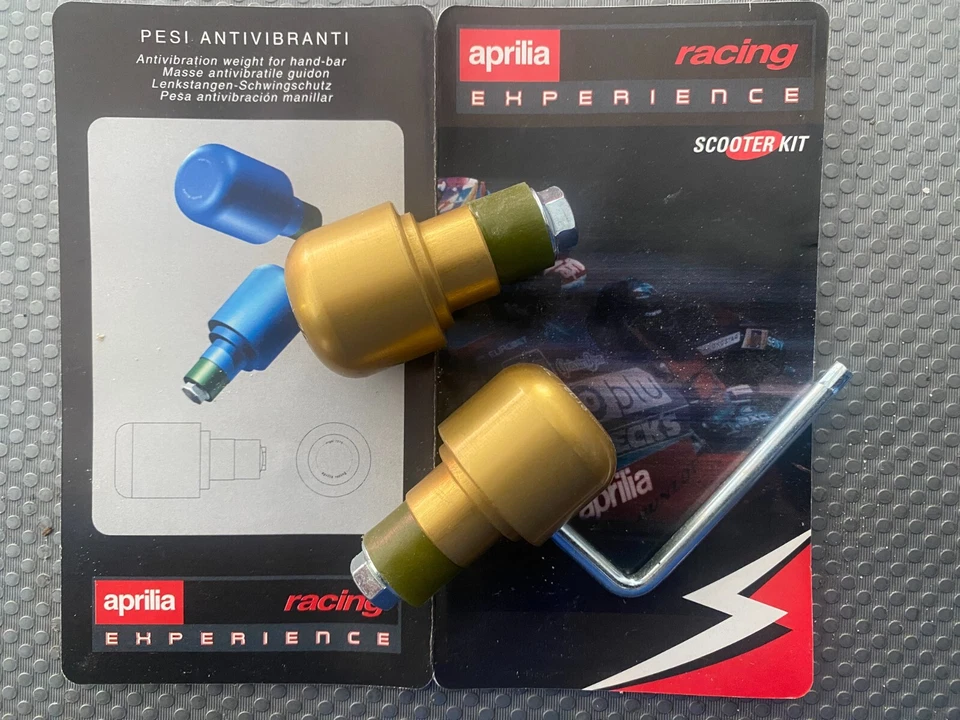 CONTRAPPESI MANUBRIO MOTO SCOOTER APRILIA UNIVERSALI ANODIZZATO ORO - Immagine 1 di 1