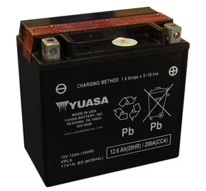 Genuine Yuasa YTX14L-BS, 12V 12AH Motorbike Motorcycle Battery Inc Filling Kit - Picture 1 of 1