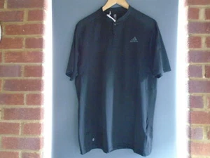 NEW MEN ADIDAS GOLF TEXTURED STRIPE SS POLO SHIRT~ BLACK NOIR ~SIZE S~38" CHEST - Picture 1 of 9