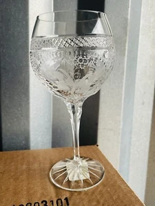 Varga Signed Art Glass Antique Butterfly Crystal Water Goblet New Old Stock - Picture 1 of 9