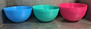 10 x Blue Green Pink 5 3/4" Plastic Cereal Snack Bowls Camping Picnic Children's - Picture 1 of 6