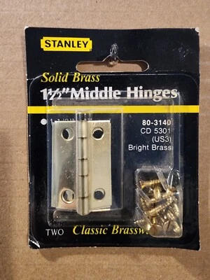 "Bisagras centrales Stanley de latón macizo de 1 1/2"" 80-3140 CD5301 (US3) latón brillante" Foto 1 de 2