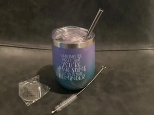 Insulated Tumbler Stainless Steel with Lid and Straw Purple and Teal w/Keychain - Picture 1 of 2