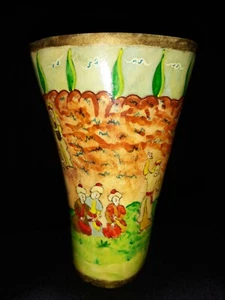 Petit vase en corne décoré d'une scène orientaliste peinte a la main 10,5 cm - Imagen 1 de 6