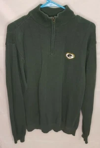 NFL Team Apparal Green Bay Packers Green Quarter Zip Moc Neck Pullover Sz Large - Imagen 1 de 6