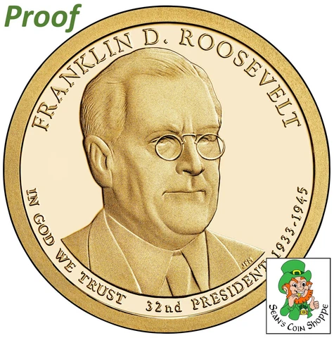 2014 S Proof Franklin D Roosevelt FDR Presidential Dollar $1 Coin San Francisco Cover