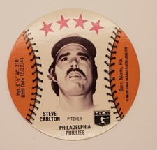 Rare Steve Carlton MSA Blank Back Philadelphia Phillies Baseball Card Disc HOF