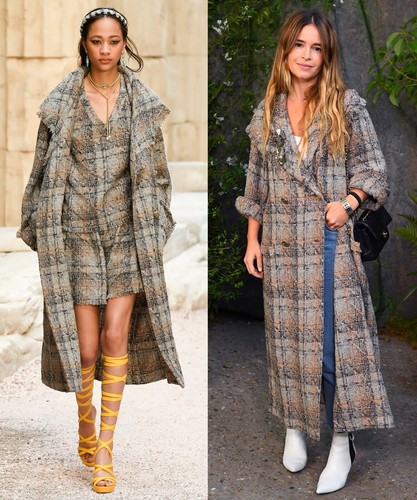 CAPPOTTO CHANEL 18C PARIS GRECIA FANTASY TWEED GRIGIO SABBIA DORATA CON FRANGE 36