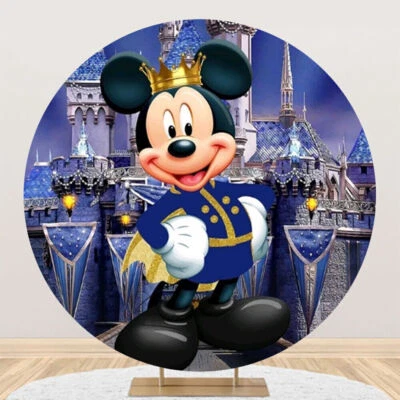 Круглый фоновый чехол с принцем Микки Маусом для мальчиков на день рождения вечеринку товары - Изображение 1 из 4