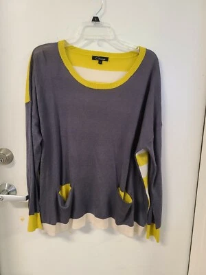 Suéter Pullover Ligero Cecico "Chartreuse/Gris" - Talla L Foto 1 de 4