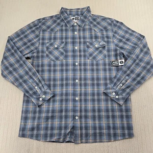 Salty Crew Herdsman Flannel Shirt Mens 2XL XXL Blue Long Sleeve Button Up Down - Picture 1 of 11