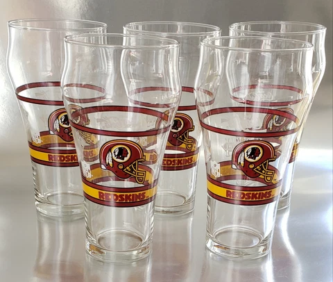 Vintage NFL Washington Redskins Coca-Cola Super Bowl XXVI 15oz Glasses Set of 5 Cover