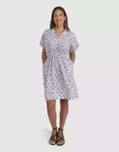 Sportscraft Dress Audrine Size AU 10 / US 6 Linen Floral Collared V Neck - Picture 1 of 9