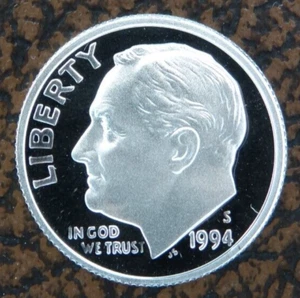 1994-S Proof Silver Roosevelt Dime DCAM 90% US Mint Coin 10C PR Free Shipping - Picture 1 of 2