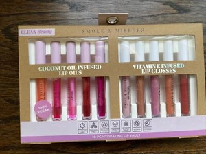 Smoke & Mirrors 5-Coconut Oil & 5-Vitamin E Lip Gloss Vegan Set of 10 *NEW* - Picture 1 of 2