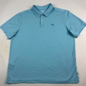 Polo hawaiana Tommy Bahama uomo XL blu misto cotone poliestere - Foto 1 di 10
