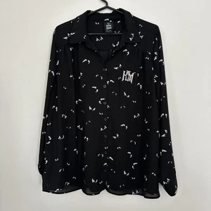 Camicia Disney x Torrid Haunted Mansion donna 1 occhi neri trasparente floreale con bottoni - Foto 1 di 6