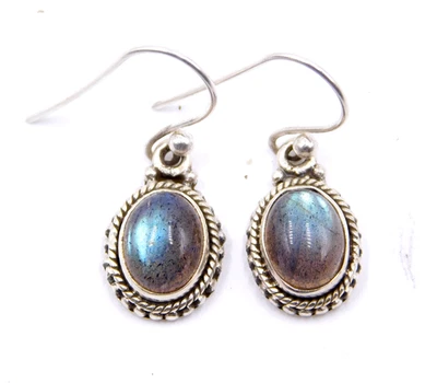 4.50 Gm 925 Sterling Silver Natural Labradorite Cut Gemstone Earring Size 1" in - Image 1 of 4