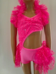 Dance Costume Small Child Hot Pink Wish Come True S074 Jazz Tap Clogging Musical - Picture 1 of 9