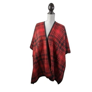 Woolrich Blanket Wrap Womens One Size Reversible Buffalo Plaid Red Black Fleece - Picture 1 of 8