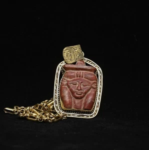 Authentic Ancient Egyptian Antiques God Hathor Necklace Egyptian Amulet BC - Picture 1 of 4