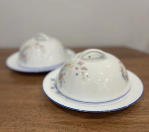 Pair Of Vintage Limoges For Cartier Plates With Vented Dome Lids - Picture 1 of 8