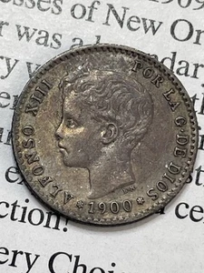 1900 Spain 50 Centimos Silver Coin Alfonso XIII KM# 705 Silver Coin C22 - Picture 1 of 6